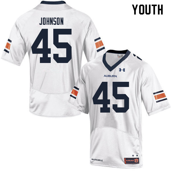 Youth #45 Caleb Johnson Auburn Tigers College Football Jerseys Sale-White